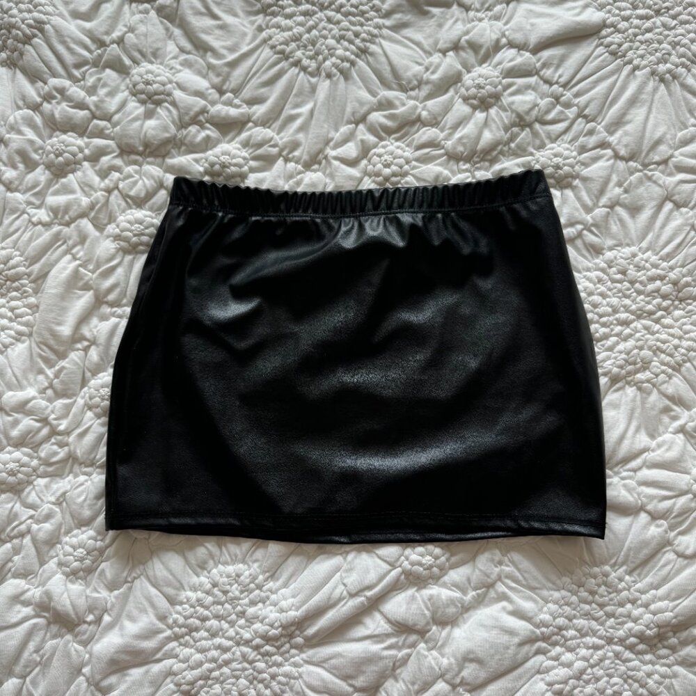 Black Pleather Mini Skirt